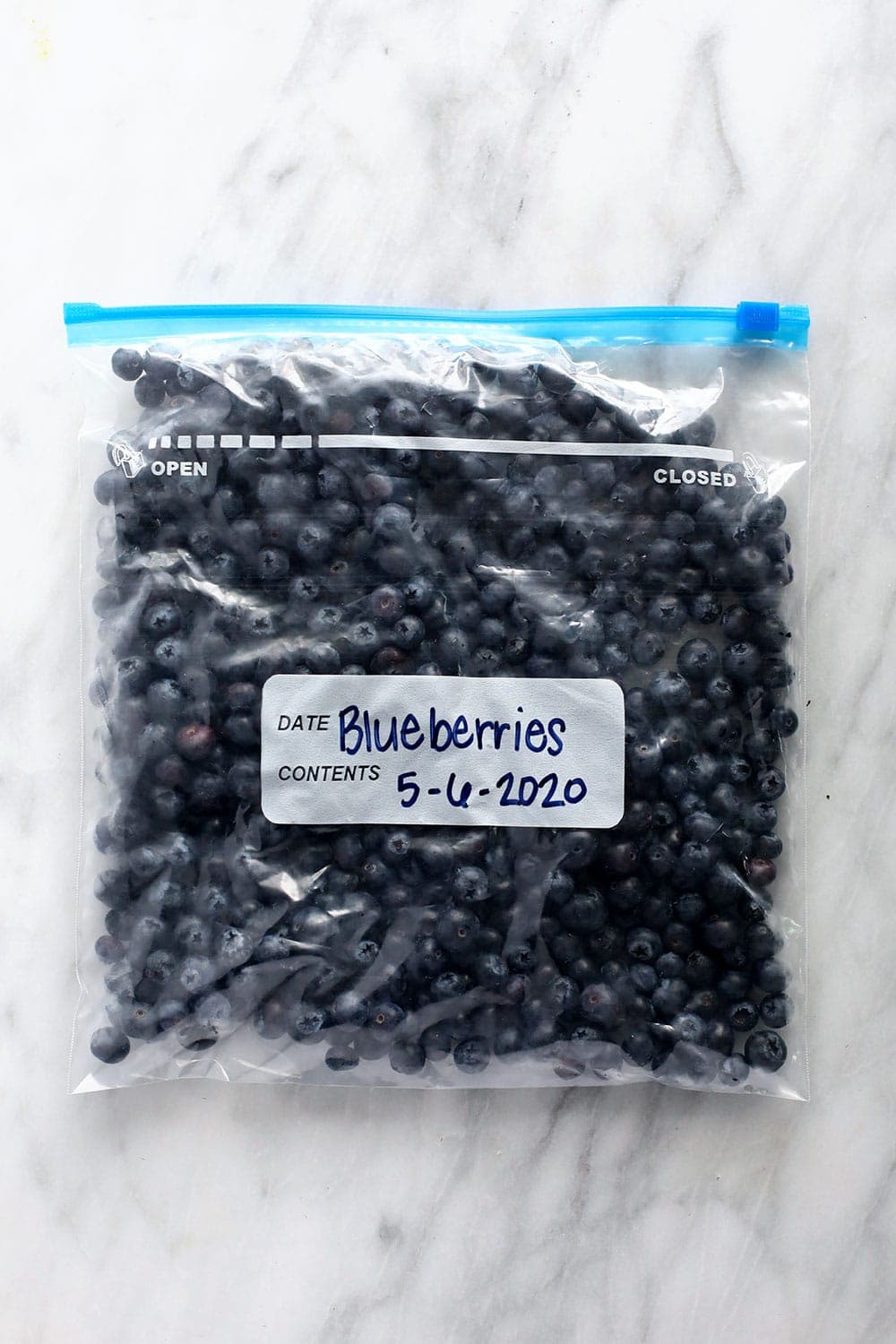 frozen blueberries in bag