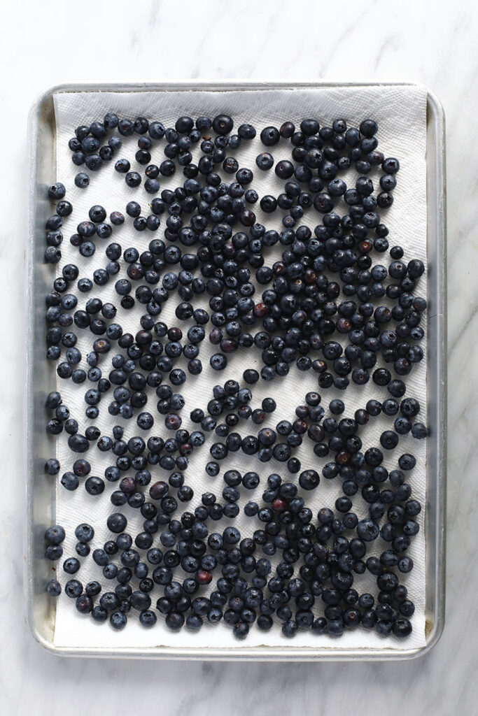 blueberries on baking sheet