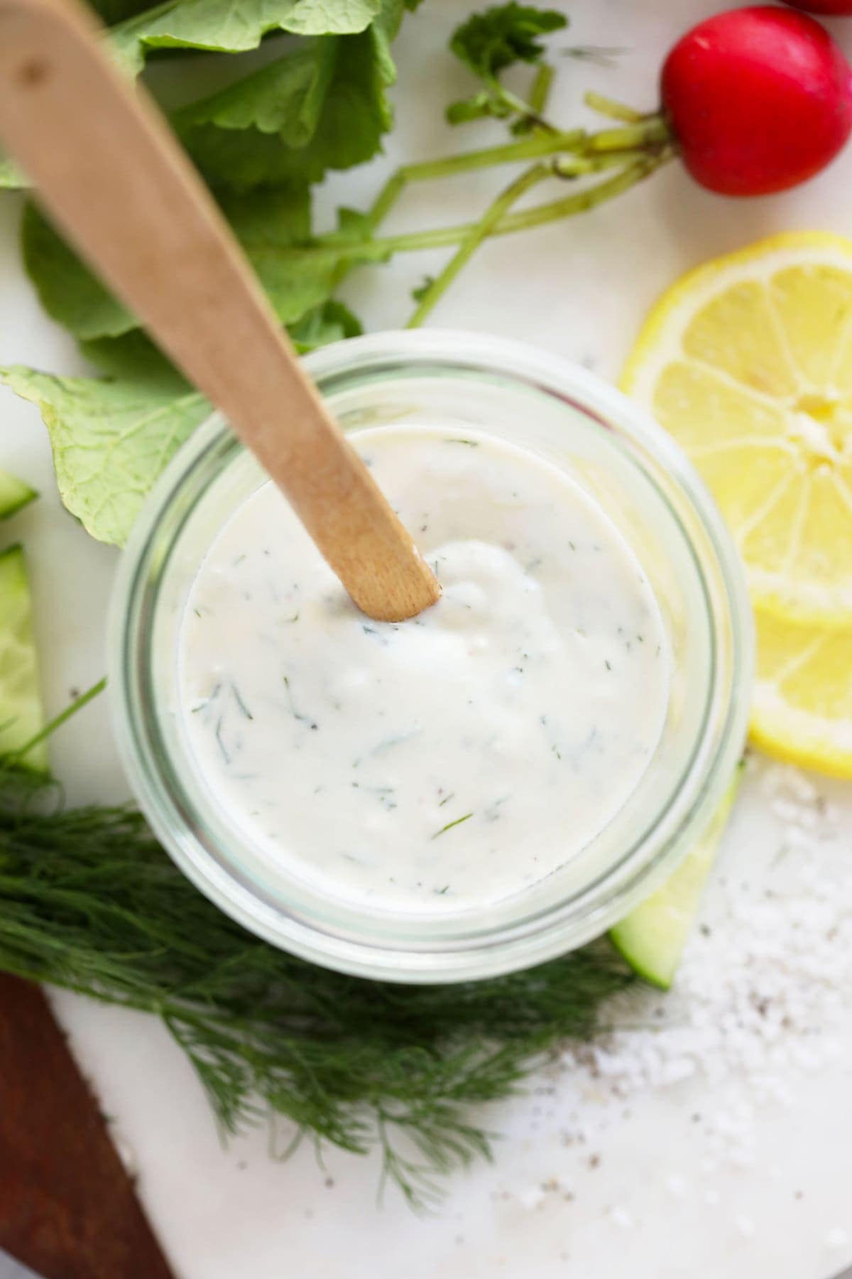 Greek yogurt dressing in Mason Jar