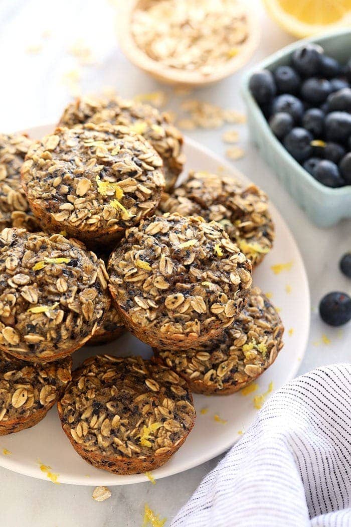 baked oatmeal muffin cups on plate