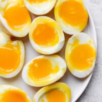 Ramen eggs on a plate