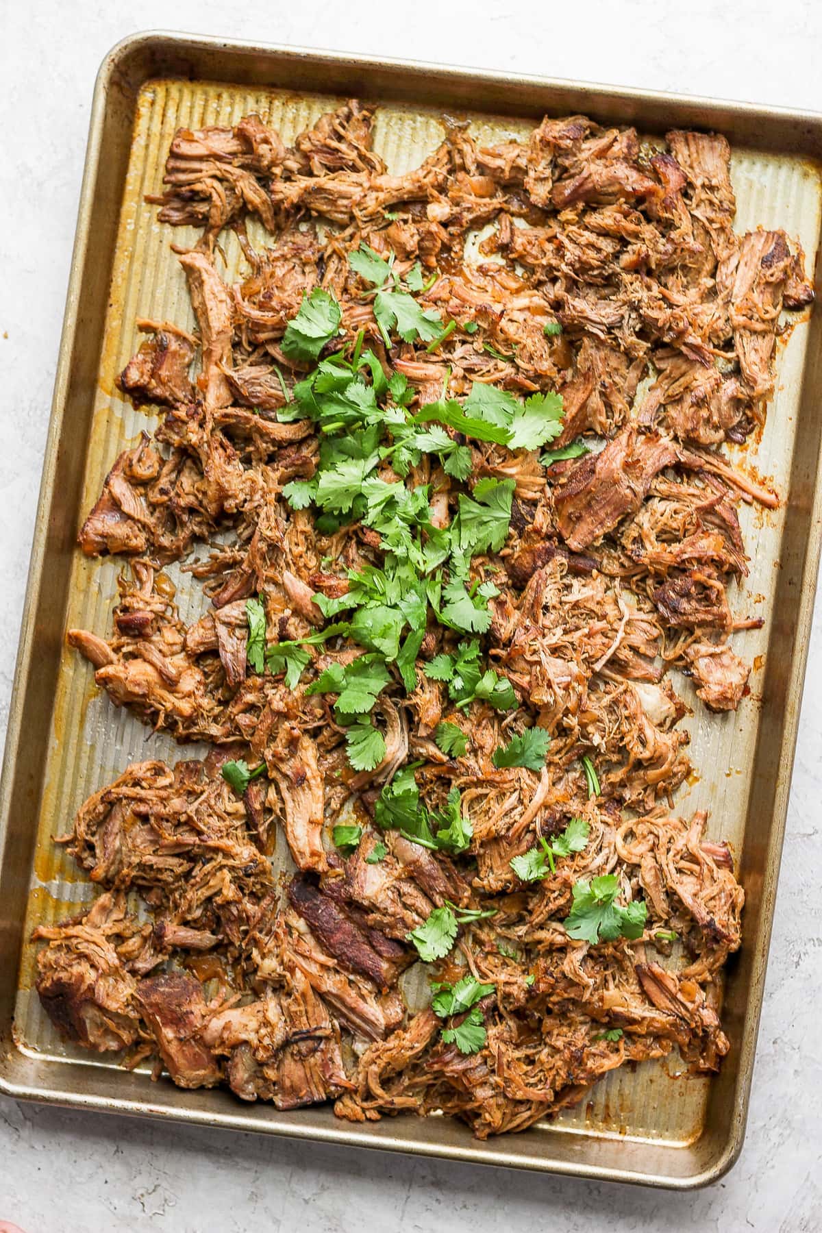 Carnitas on a baking sheet