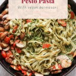 pesto pasta with vegetables.
