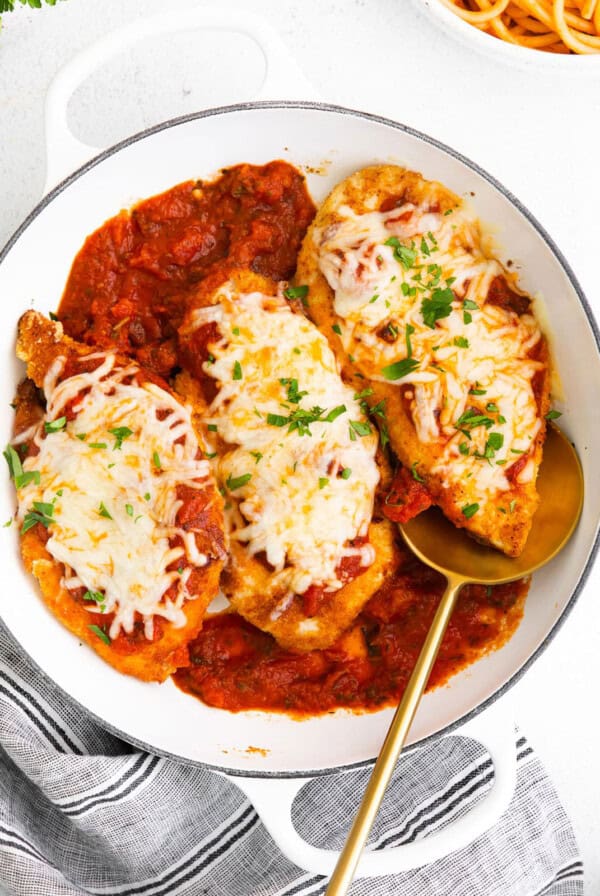 chicken parm in casserole dish