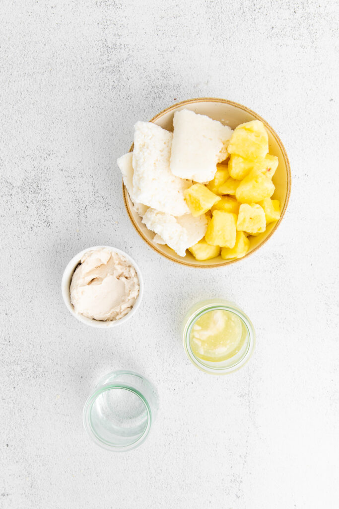 pina colada ingredients on countertop