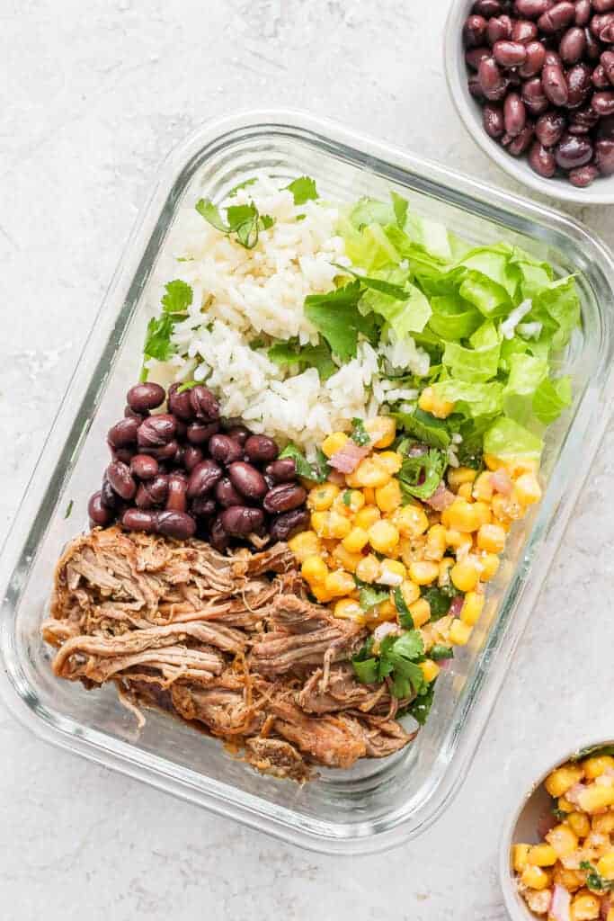 Slow Cooker Carnitas Burrito Bowls - Fit Foodie Finds