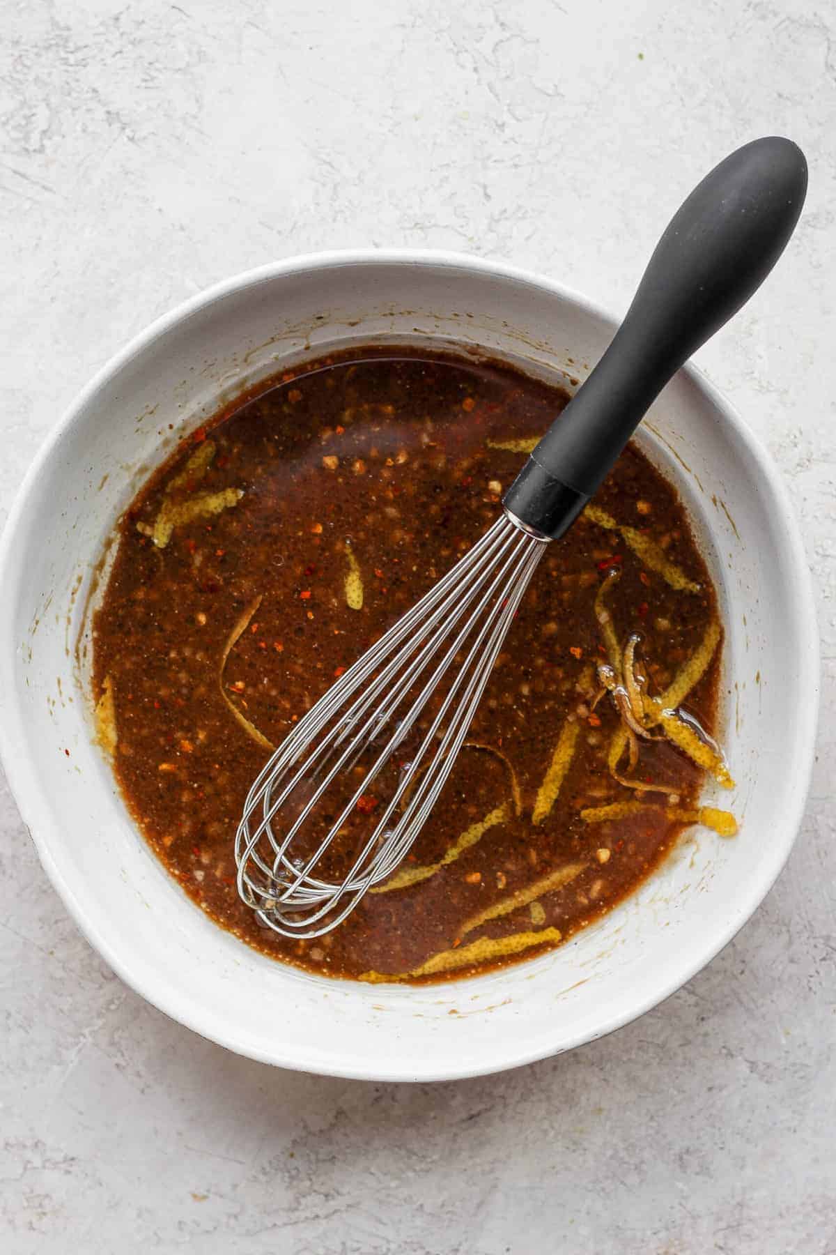 chicken marinade in bowl.