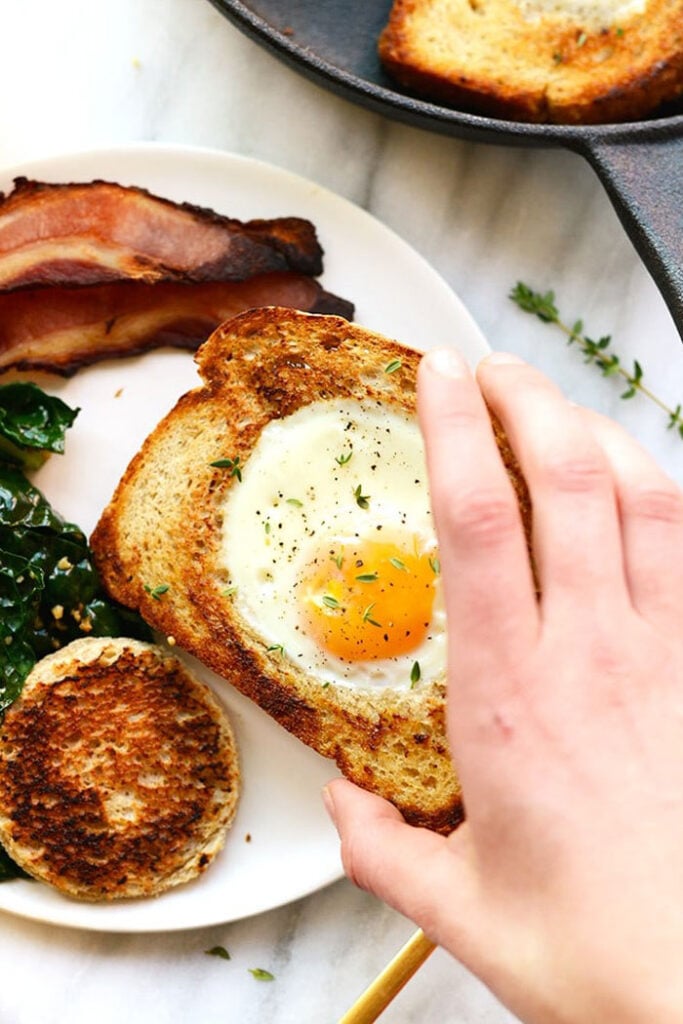 Eggs in a Basket (Egg in a Hole) - Fit Foodie Finds