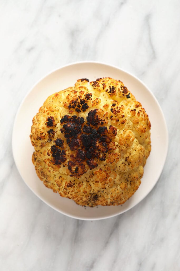 Grilled cauliflower on a plate. 