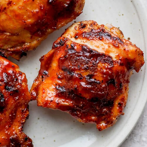 BBQ Grilled Chicken Thighs (rub + bbq sauce) - Fit Foodie Finds
