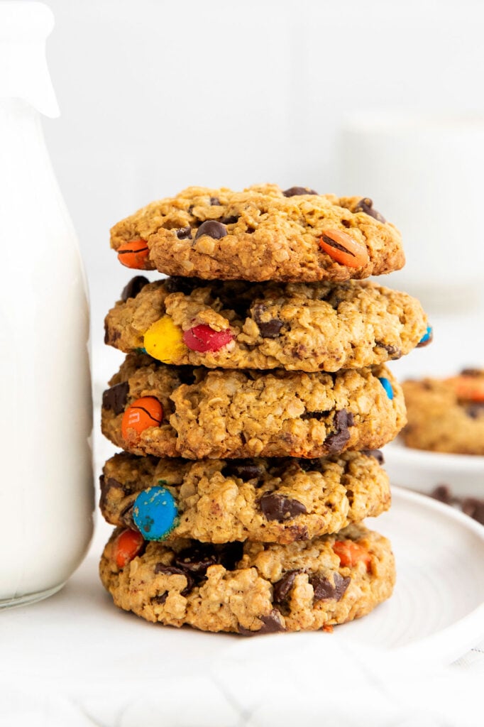 stack of monster cookies