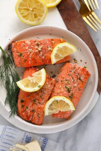 Pan Seared Salmon (with butter & lemon!) - Fit Foodie Finds