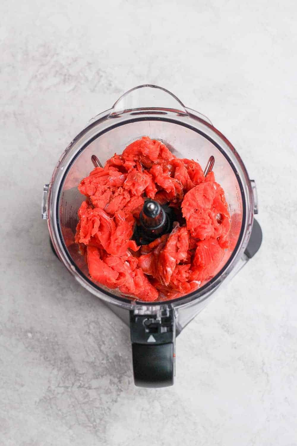 salmon chunks in food processor