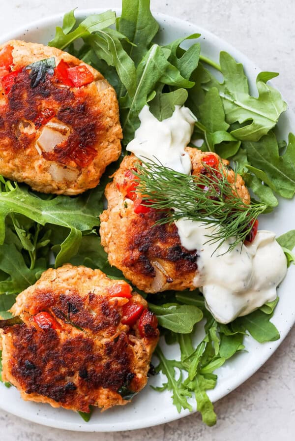 salmon patties on plate