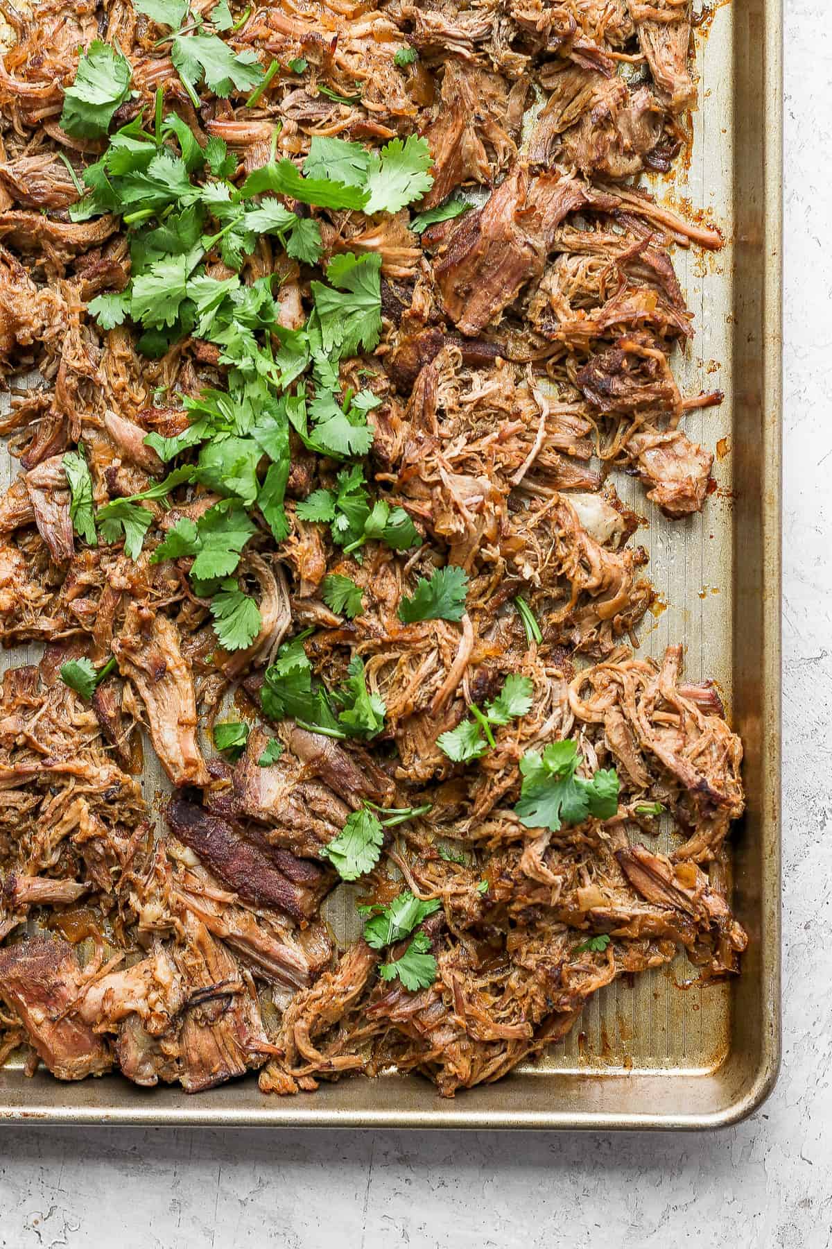 carnitas on baking sheet