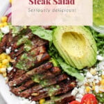 steak salad in bowl