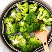 broccoli in steamer basket