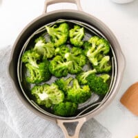 steamed broccoli in pan