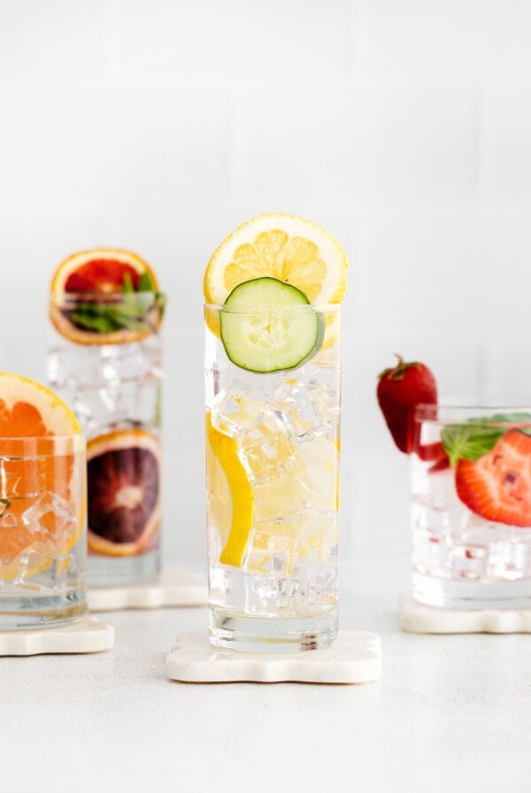Fruit infused water in glasses