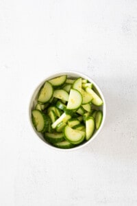 cucumbers in bowl.