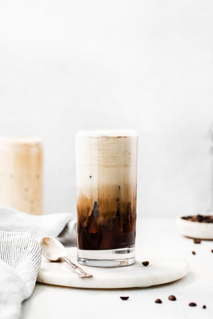 vanilla sweet cream cold foam on top of cold brew.