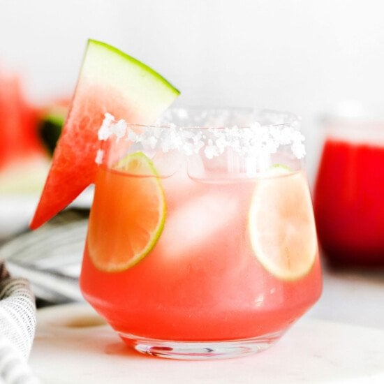 watermelon margarita in a glass.