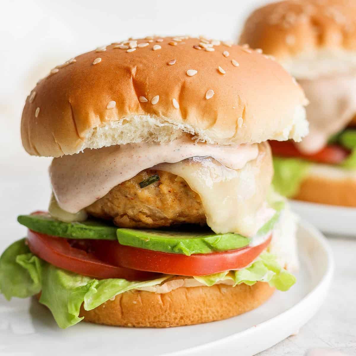 Simple Chicken Burgers via Fit Foodie Finds