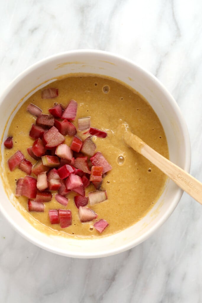 Rhubarb muffin batter.