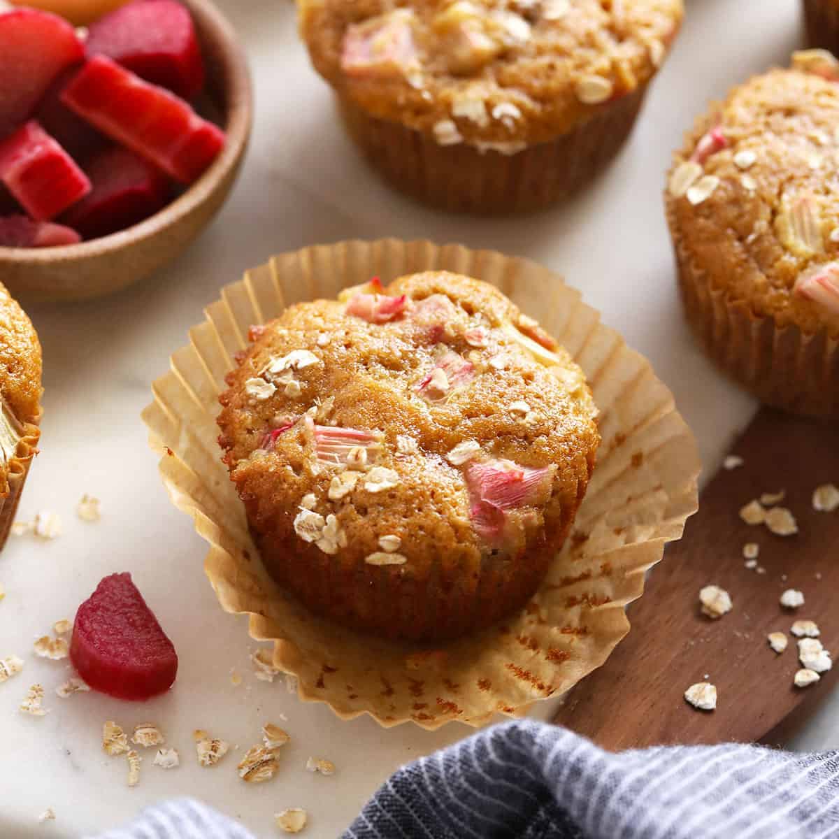 Rhubarb Muffins - Fit Foodie Finds