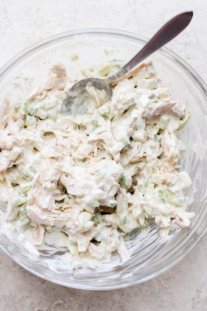 smoked chicken salad in large bowl