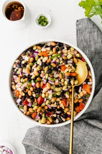 Easy Bean Salad (4 Different Beans!) - Fit Foodie Finds