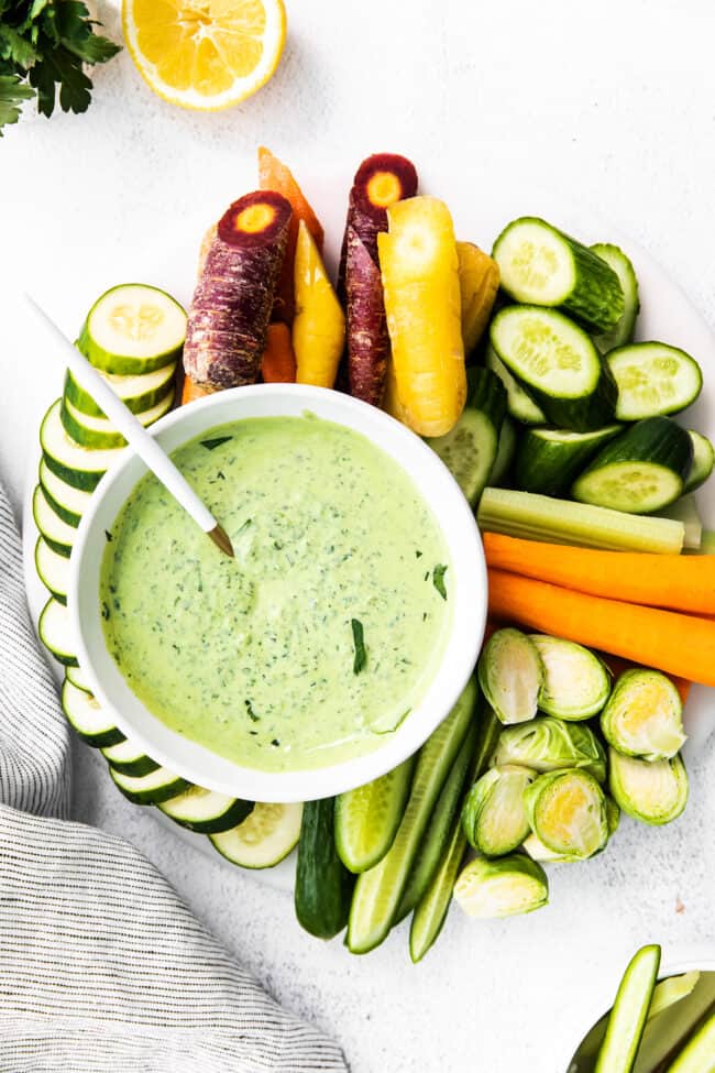 Creamy Green Goddess Dressing (and Dip!) - Fit Foodie Finds