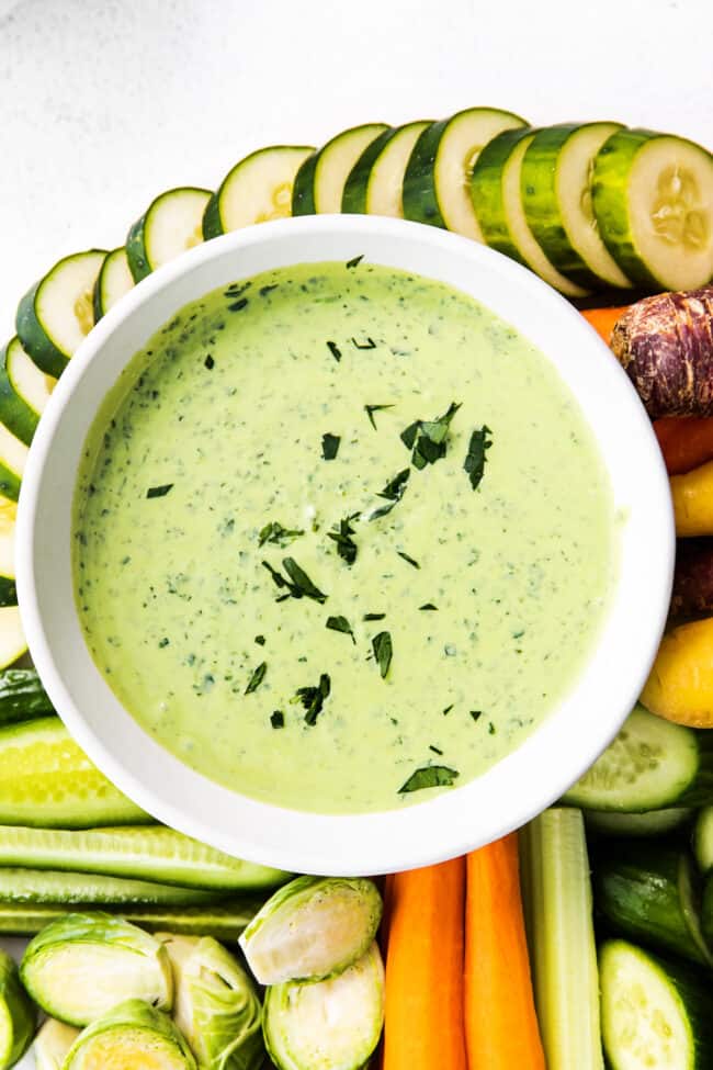 Creamy Green Goddess Dressing (and Dip!) - Fit Foodie Finds