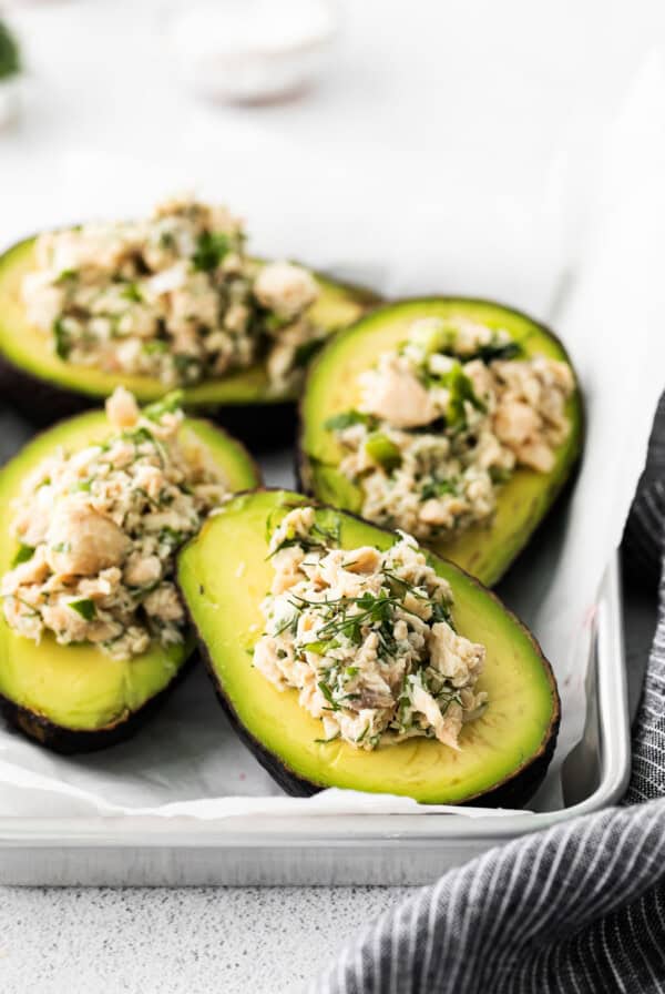 Stuffed avocados on a plate
