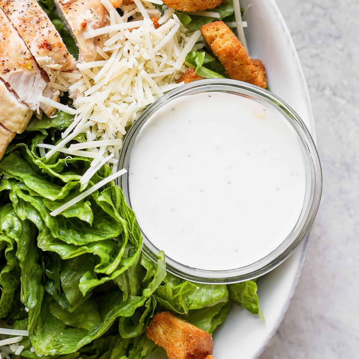 Caesar dressing in a bowl.