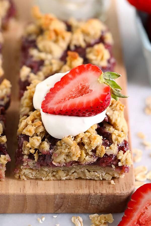 strawberry bars stacked