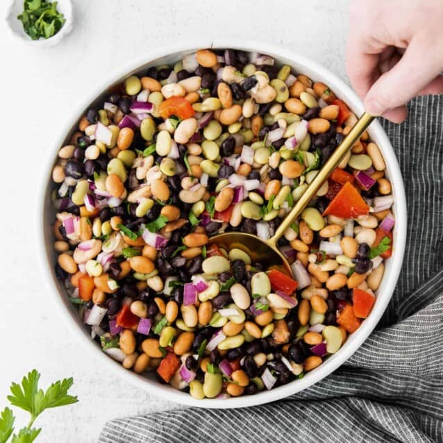 Easy Bean Salad (4 Different Beans!) - Fit Foodie Finds