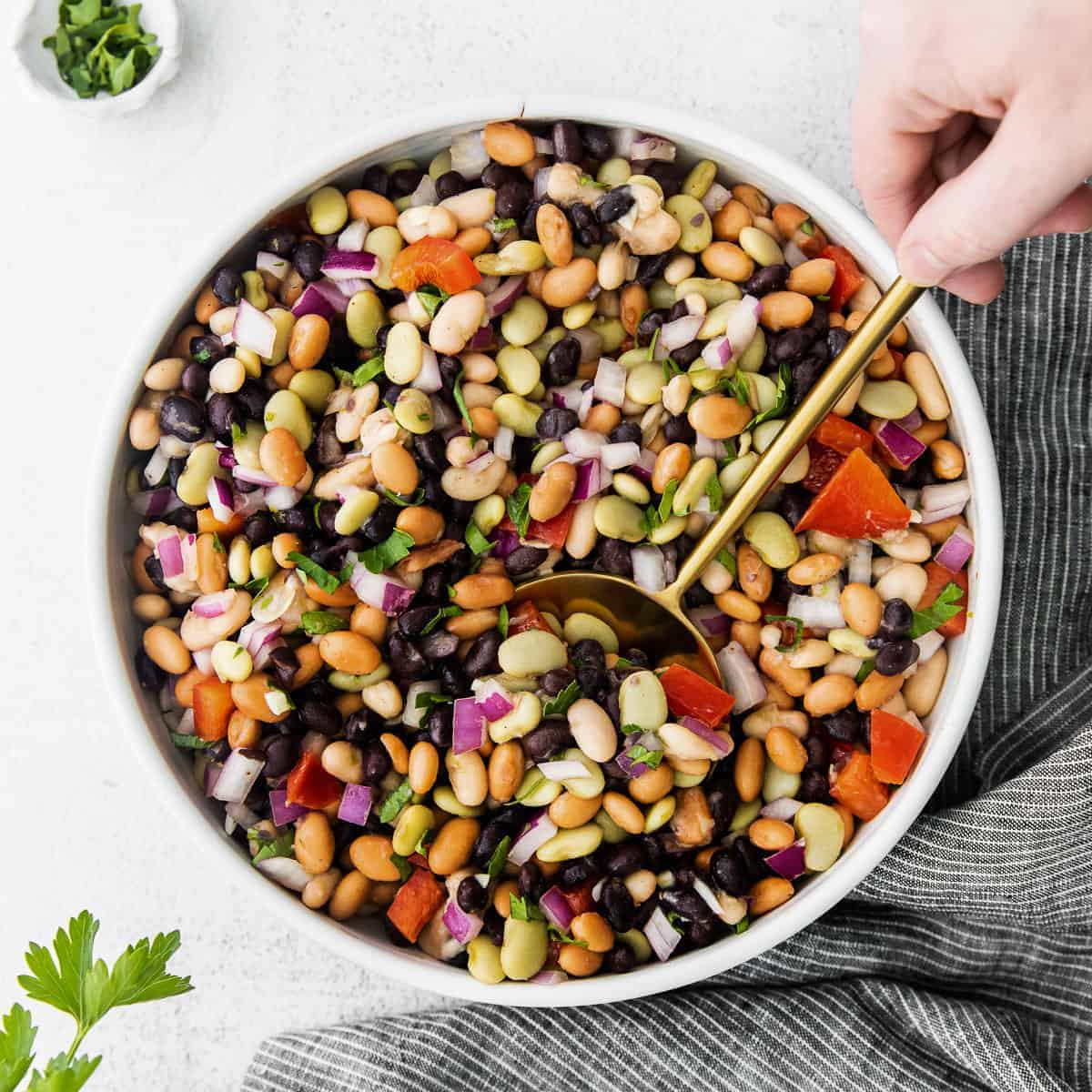 The BEST Bean Salad (4 Different Beans!) - Fit Foodie Finds