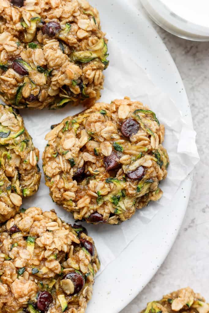 zucchini cookies on plate.