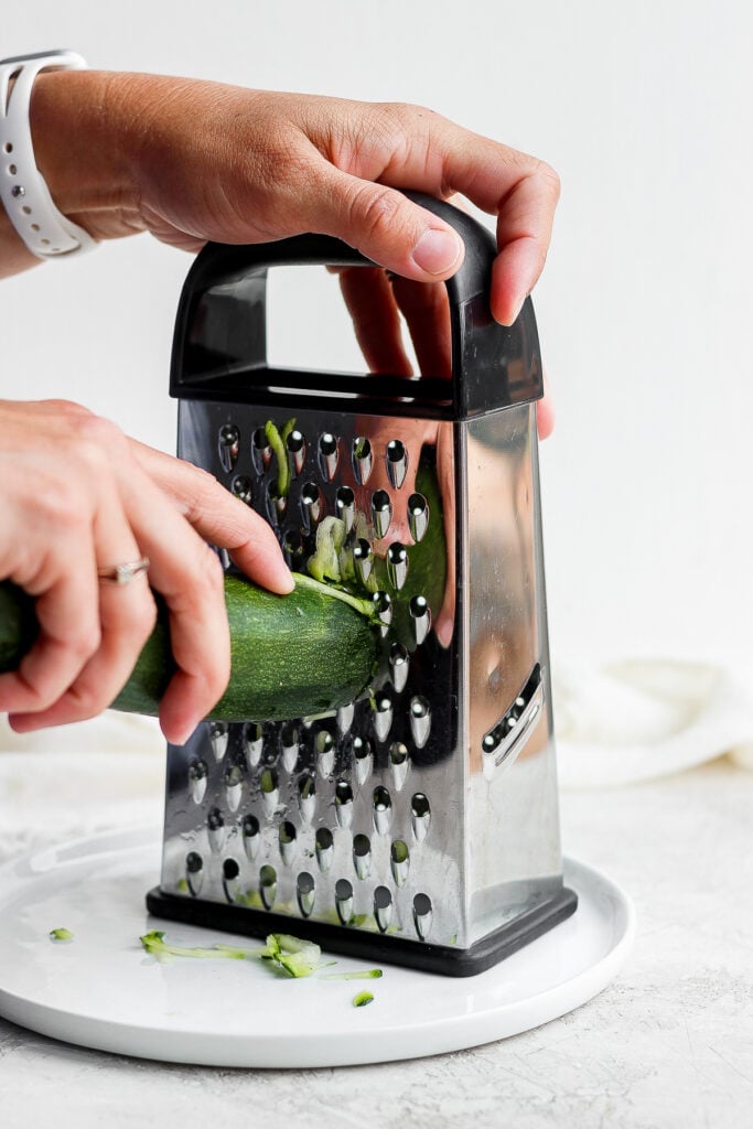 grating zucchini.