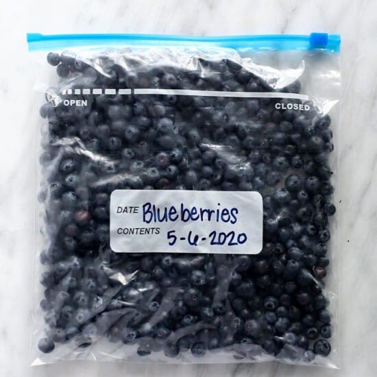 bag of frozen blueberries