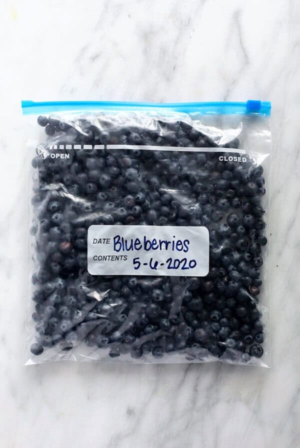 bag of frozen blueberries