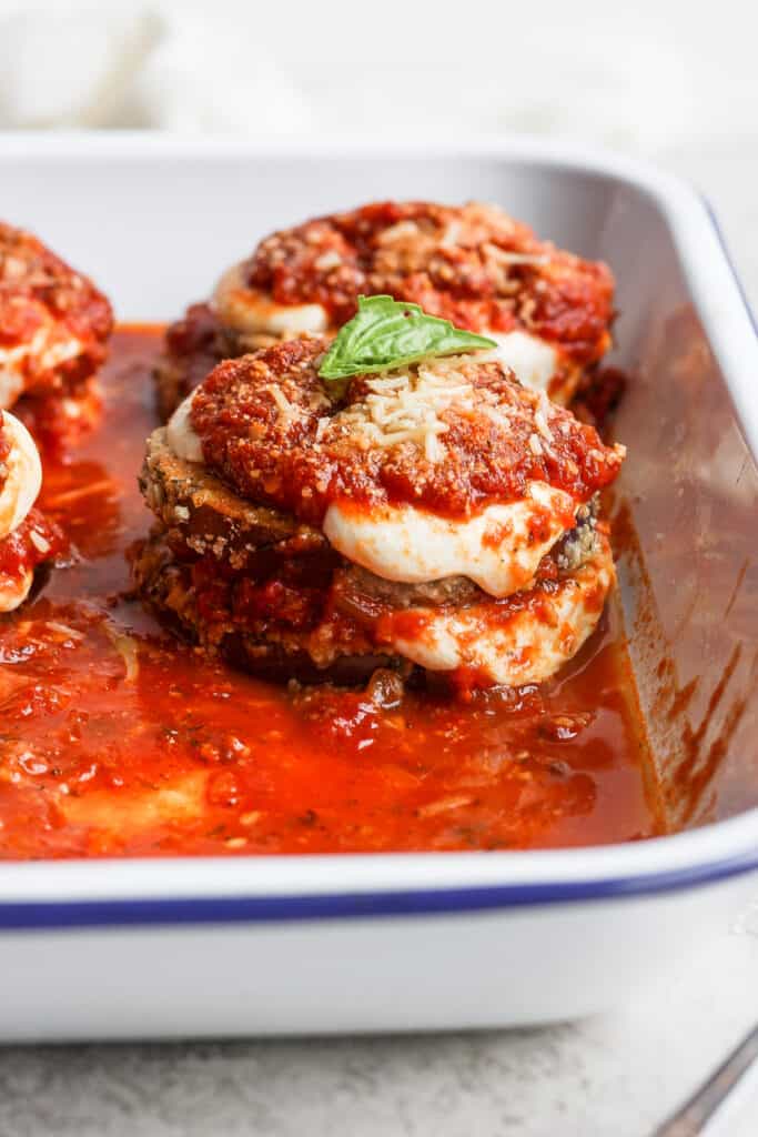 A stack of eggplant parmesan.
