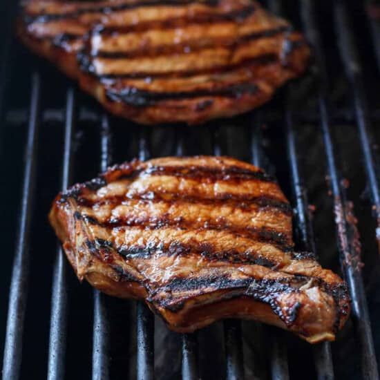 pork chops on grill