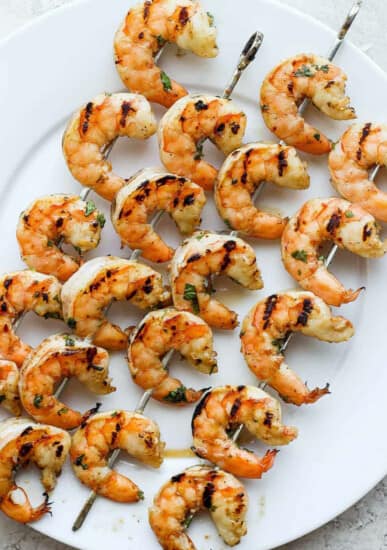 grilled shrimp on plate.