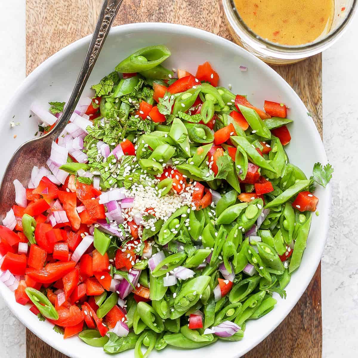 Ginger Pea Salad (Vegetarian + Fresh!) - Fit Foodie Finds