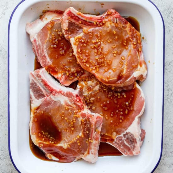 pork chop marinade in container