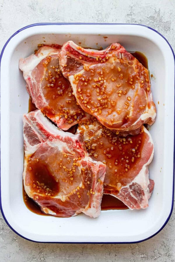 pork chop marinade in container