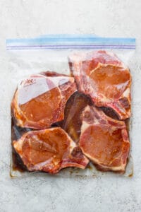 pork chops in bag.