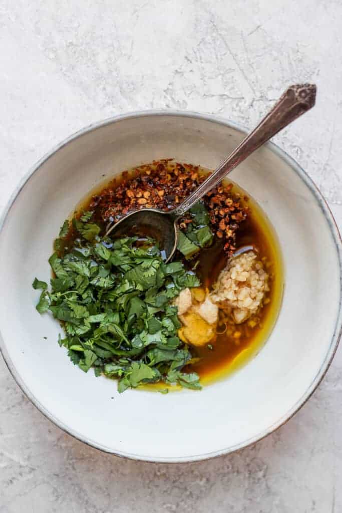 shrimp marinade in bowl.